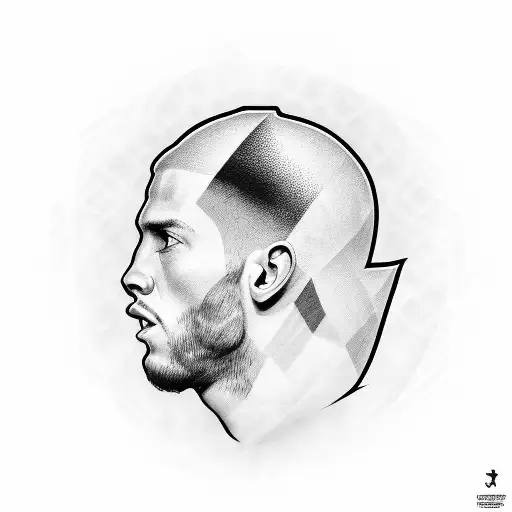 A black and grey portrait of a famous Botafogo player tattoo design idea