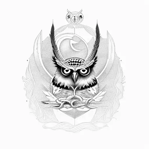 The Staff of Asclepius, owl, sword, jester tattoo design idea