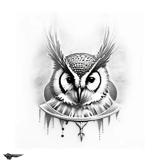 Sword, owl, jester tattoo design idea