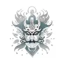 Asura God Japanese Mask tattoo design idea