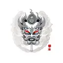 Asura God Japanese Mask tattoo design idea