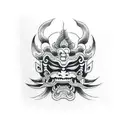 Asura God Japanese Mask tattoo design idea