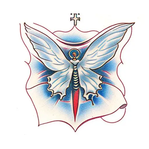 Christian side tattoo with butterfly on side stomach tattoo design idea