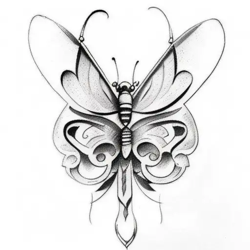 Christian side tattoo with butterfly on side stomach tattoo design idea