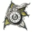 eye and clock tattoo design idea