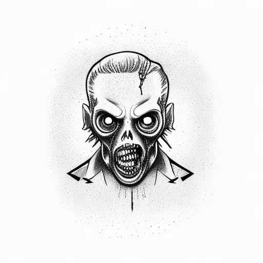 Zombie stockbroker tattoo design idea