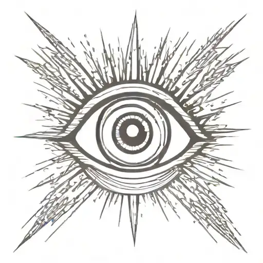 eye with rays radiating  tattoo design idea