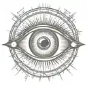 eye with sun rays radiating around it tattoo design idea