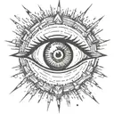eye with sun rays radiating around it tattoo design idea