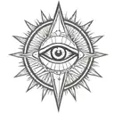 thick lines illuminati eye with rays radiating  tattoo design idea