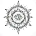 thick lines illuminati eye with rays radiating  tattoo design idea