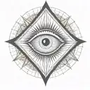 thick lines illuminati eye with rays radiating  tattoo design idea