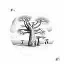 baobab tree with elephants  tattoo design idea
