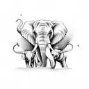 baobab tree with elephants  tattoo design idea