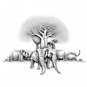 baobab tree with elephants  tattoo design idea