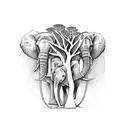 baobab tree with elephans tattoo design idea