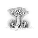 baobab tree with elephans tattoo design idea