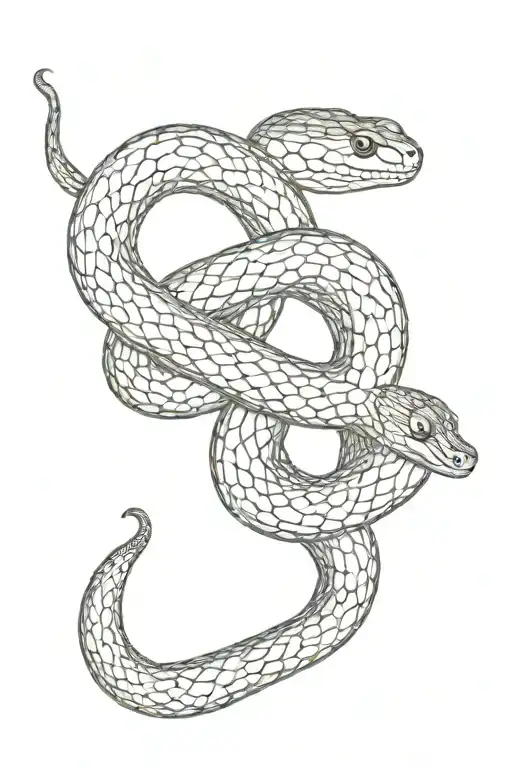 two snakes intertwined black and white   tattoo design idea