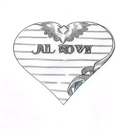 a heart shaped name  tattoo design idea