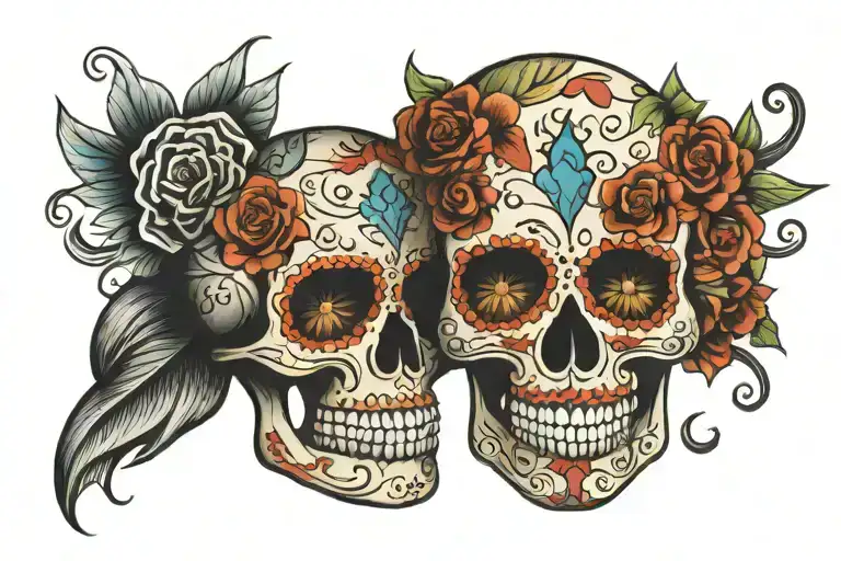 Mexican sugar skull tattoo design idea