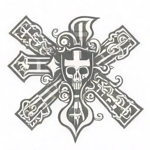 tartan cross with number 41 and semicolon inside tattoo design idea