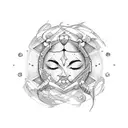 gemini and scorpio face zodiac tattoo design idea