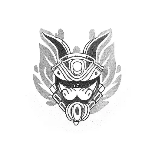 traditional style baseball catchers mask, rope, dog tags, duck feathers  tattoo design idea