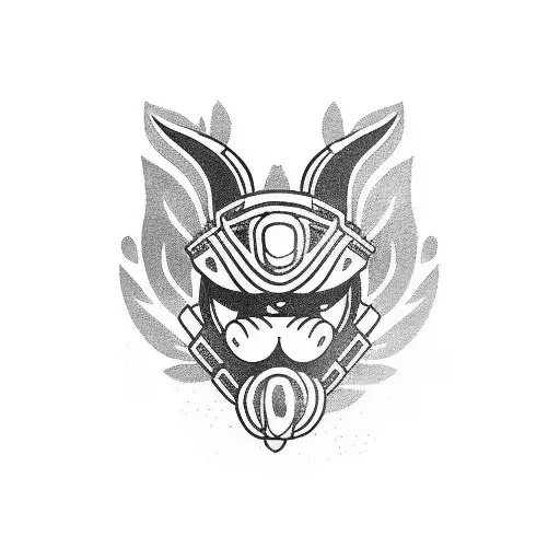 traditional style baseball catchers mask, rope, dog tags, duck feathers  tattoo design idea
