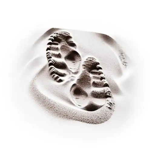 ring, fill with sand, waves, and two pairs of footprints that becomes one  tattoo design idea