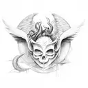 A collage of angel and devil imagery, showcasing the duality of good and evil tattoo design idea