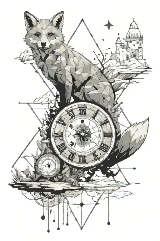 fox and different scenes of landscapes and from scenes from the little prince as well as nautical symbols, and a clock tattoo design idea