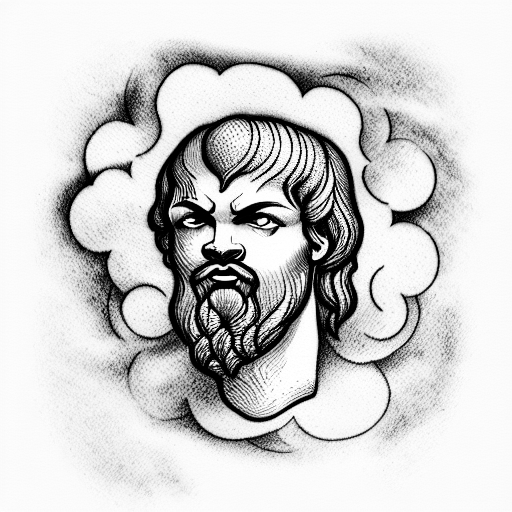 socrates greek-god clouds tattoo design idea