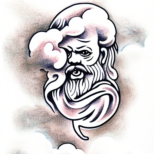 socrates greek-god clouds tattoo design idea