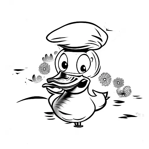 funny duck with letter d tattoo design idea