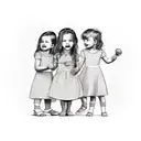 A realism tattoo of your nieces and nephew having a picnic in a park surrounded by their favorite movie characters tattoo design idea