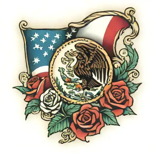 Mexican with U S flag tattoo design idea