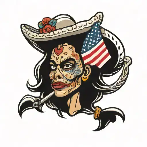 Mexican with U S flag tattoo design idea