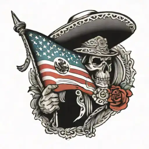 Mexican with U S flag tattoo design idea