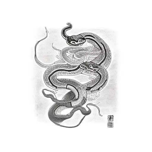 Snake and red spider lily tattoo design idea