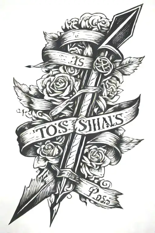 Arrow with the phrase "this too shall pass" along the shaft tattoo design idea