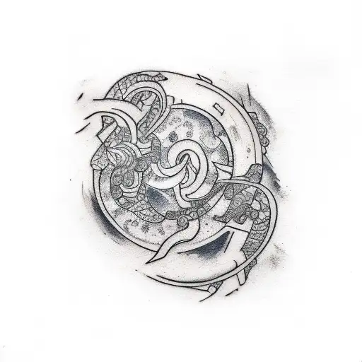beautiful sketch of an abstract tattooon the arm, rune, basilisk, abstract patterns, high tattoo design idea