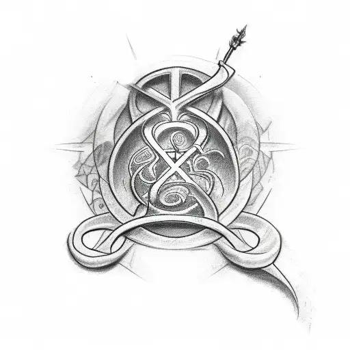 beautiful sketch of  tattoo, rune, basilisk, highly detailed, realistic, 8k render tattoo design idea