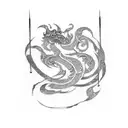 beautiful sketch of an abstract tattoo in the style of ancient china on the arm, rune, basilisk, abstract patterns, high tattoo design idea
