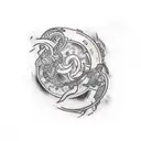 beautiful sketch of an abstract tattooon the arm, rune, basilisk, abstract patterns, high tattoo design idea