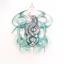 beautiful sketch of an abstract tattooon the arm, rune, basilisk, abstract patterns, high tattoo design idea