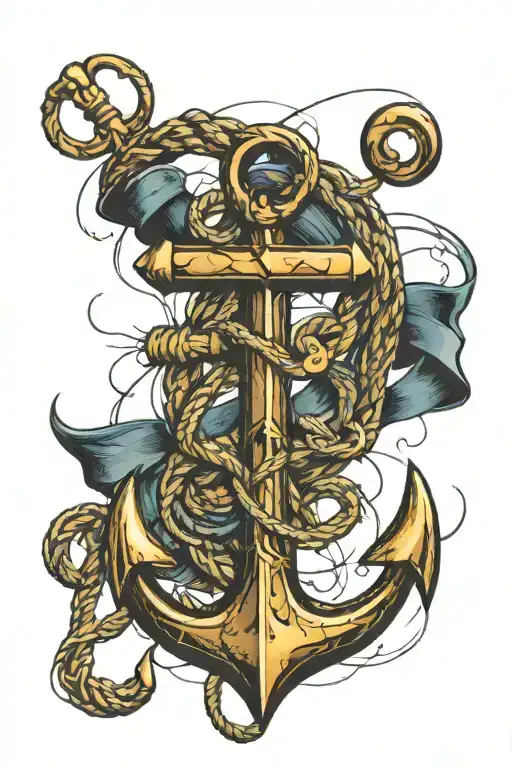 navy anchor intertwined tattoo design idea
