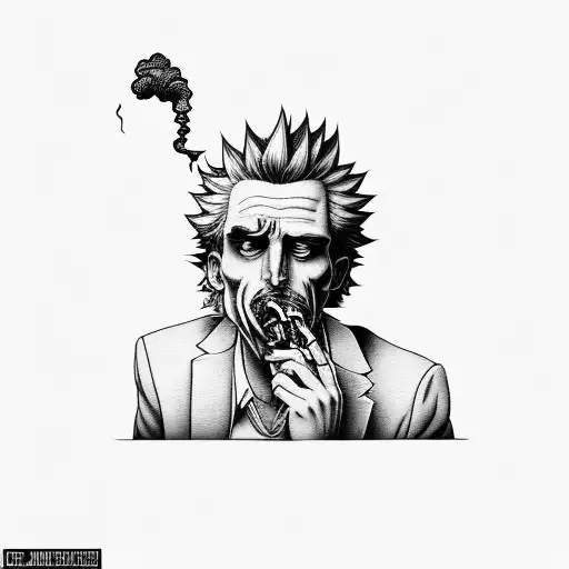 Rick Sanchez Smoking a cigarette tattoo design idea