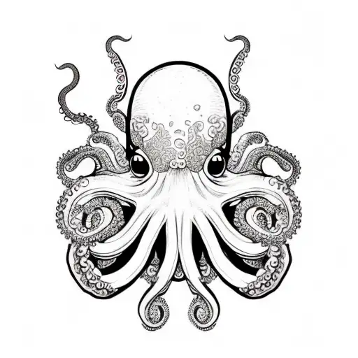 octopus eating popcorn tattoo design idea