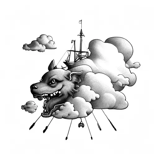 riding cloud tattoo design idea