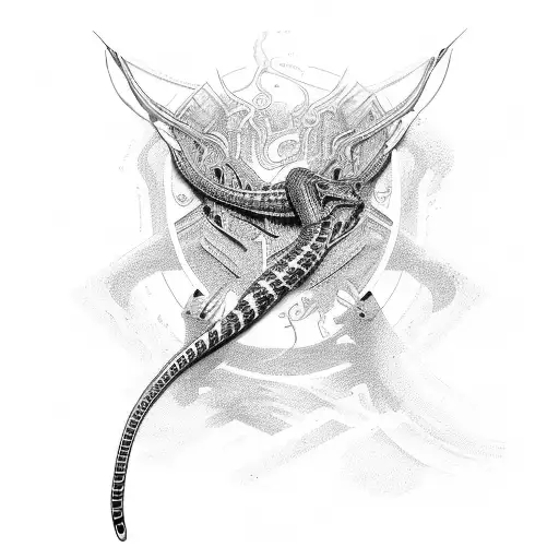 rifle with snake wraping around it tattoo design idea